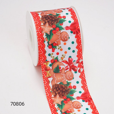 Χριστουγεννιάτικες κορδέλες Grosgrain/Σατέν Κορδέλα με στάμπα για χειροτεχνίες Διακόσμηση Φιόγκος 10 Yards 70476