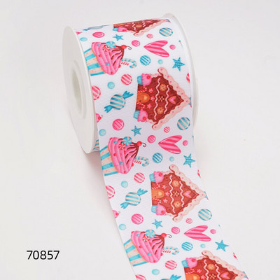 Χριστουγεννιάτικες κορδέλες Grosgrain/Σατέν Κορδέλα με στάμπα για χειροτεχνίες Διακόσμηση Φιόγκος 10 Yards 70476