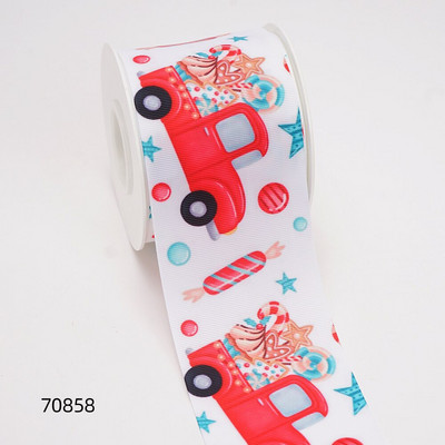 Χριστουγεννιάτικες κορδέλες Grosgrain/Σατέν Κορδέλα με στάμπα για χειροτεχνίες Διακόσμηση Φιόγκος 10 Yards 70476