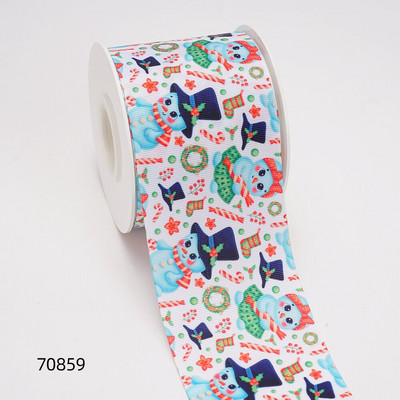 Χριστουγεννιάτικες κορδέλες Grosgrain/Σατέν Κορδέλα με στάμπα για χειροτεχνίες Διακόσμηση Φιόγκος 10 Yards 70476