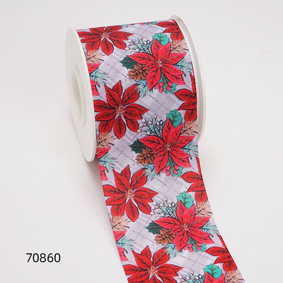 Χριστουγεννιάτικες κορδέλες Grosgrain/Σατέν Κορδέλα με στάμπα για χειροτεχνίες Διακόσμηση Φιόγκος 10 Yards 70476