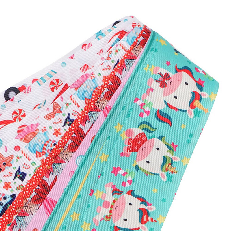 Χριστουγεννιάτικες κορδέλες Grosgrain/Σατέν Κορδέλα με στάμπα για χειροτεχνίες Διακόσμηση Φιόγκος 10 Yards 70476