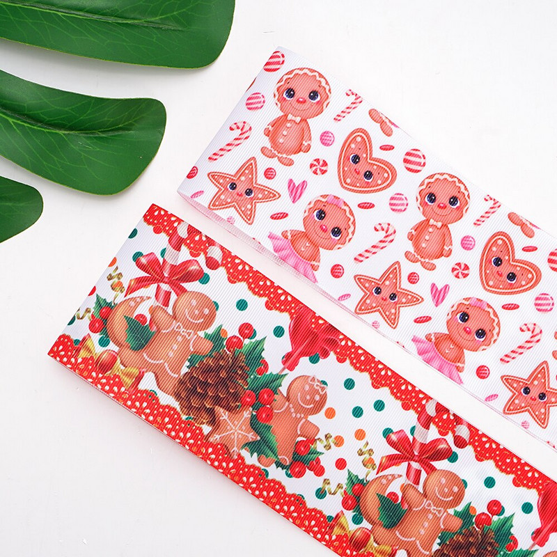 Χριστουγεννιάτικες κορδέλες Grosgrain/Σατέν Κορδέλα με στάμπα για χειροτεχνίες Διακόσμηση Φιόγκος 10 Yards 70476