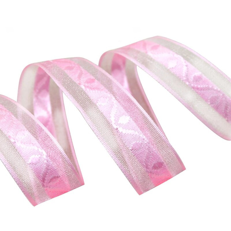 20 mm Pretty Jacquard organza panglică colorată pentru ambalaj cadou 50 de metri