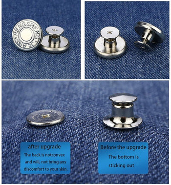 6 бр. Резервни копчета за дънки 17 мм Без шиене Комплект за ремонт на метални копчета без нокти Комбинация за смяна на сменяеми копчета за дънки