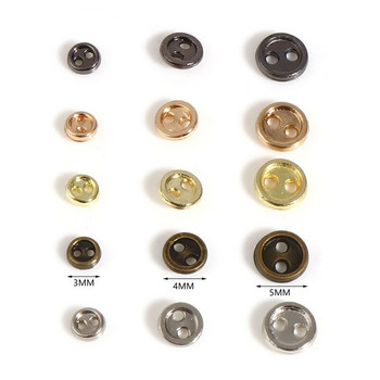 50τμχ 3/4/5/mm Μίνι μεταλλικά κουμπιά για ρούχα κούκλας DIY Στρογγυλές πόρπες 2 τρύπες Χειροποίητη Κάρτα Κατασκευή Scrapbooking Κουμπιά Ράψιμο