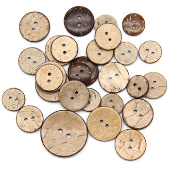 Естествен екологичен дървен бутон от черупки на кокосов орех за дрехи 2/4 дупки Детски лексикон Декоративни дървени копчета на едро