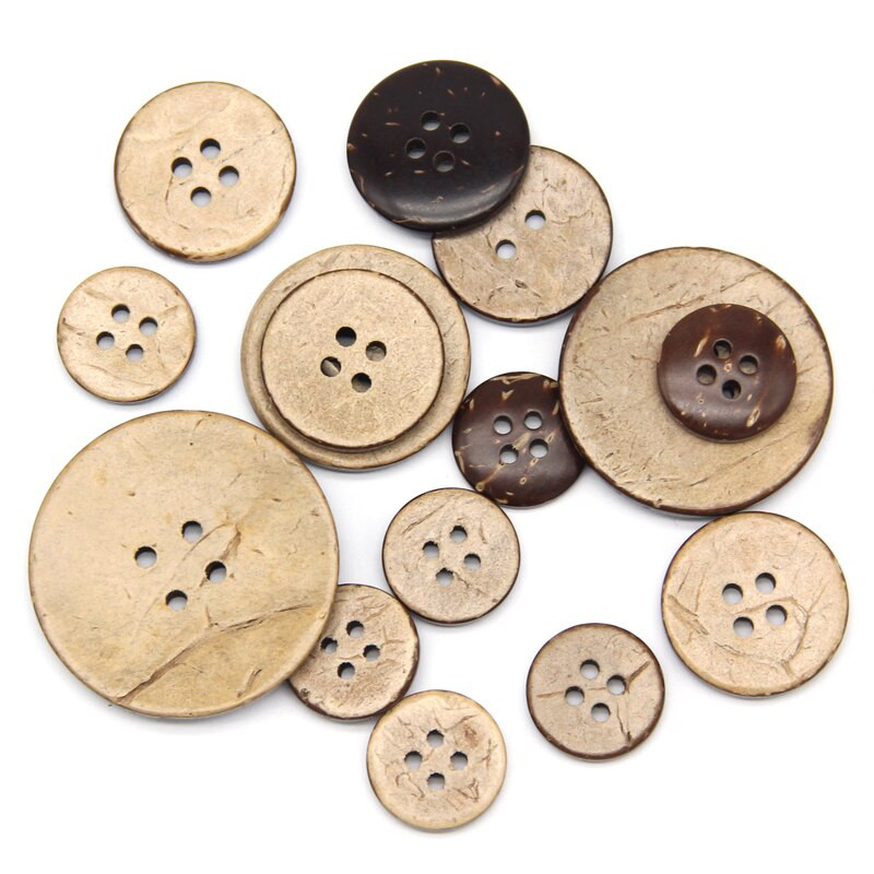 Φυσικό οικολογικό Ξύλινο Κουμπί από Κέλυφος Καρύδας για Ρούχα 2/4 Τρύπες Παιδικό Λεύκωμα Διακοσμητικά Ξύλινα Κουμπιά Χονδρικής