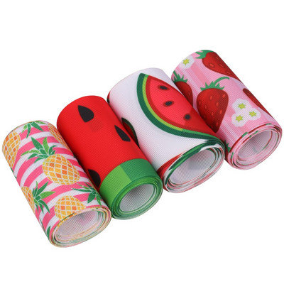 Grosgrain Stain Κορδέλες Cartoon Summer Fruits Printed Κορδέλες DIY Crafts Supplies Χειροποίητοι φιόγκοι για τα μαλλιά Συσκευασία δώρου 75 MM 2 γιάρδες