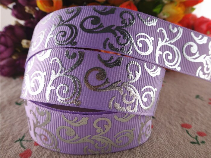 Novo pristiglo 7/8" (22 mm) 5 jardi svjetlucave srebrne folije cvijeće otisnuto grosgrain vrpcama DIY ručno rađeni materijali SD1127