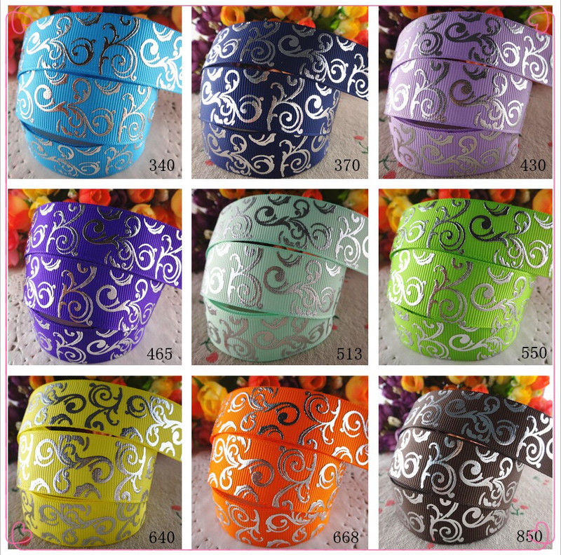 Novo pristiglo 7/8" (22 mm) 5 jardi svjetlucave srebrne folije cvijeće otisnuto grosgrain vrpcama DIY ručno rađeni materijali SD1127