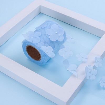 10 jardi/rull 6/8/10/12 cm gradient värviline lilleline tüll rull organza lint peotarbed DIY juuksepaelad käsitsi valmistatud materjalid