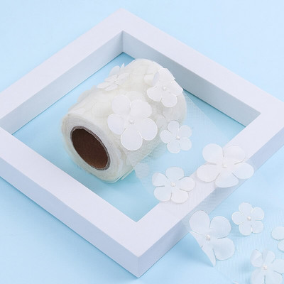 10 jardi/rull 6/8/10/12 cm gradient värviline lilleline tüll rull organza lint peotarbed DIY juuksepaelad käsitsi valmistatud materjalid