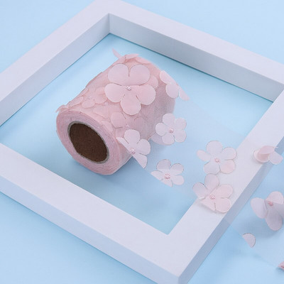 10 jardi/rull 6/8/10/12 cm gradient värviline lilleline tüll rull organza lint peotarbed DIY juuksepaelad käsitsi valmistatud materjalid