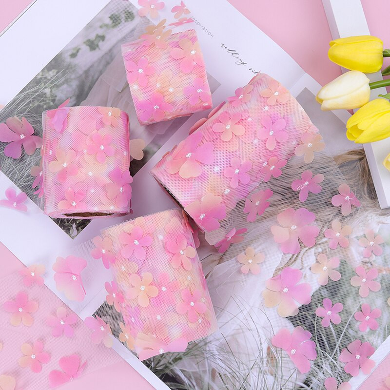 10 jardi/rull 6/8/10/12 cm gradient värviline lilleline tüll rull organza lint peotarbed DIY juuksepaelad käsitsi valmistatud materjalid