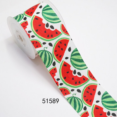 DIY Cartoon Fruit Printed Grosgrain κορδέλα για είδη χειροτεχνίας Αξεσουάρ ραπτικής 5 γιάρδες, φόρμα επίπεδης ρητίνης 10 τεμαχίων. 51589
