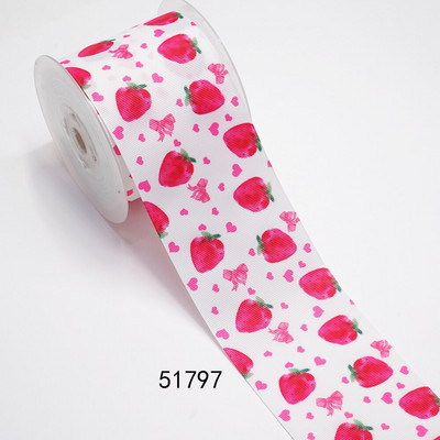 DIY Cartoon Fruit Printed Grosgrain κορδέλα για είδη χειροτεχνίας Αξεσουάρ ραπτικής 5 γιάρδες, φόρμα επίπεδης ρητίνης 10 τεμαχίων. 51589