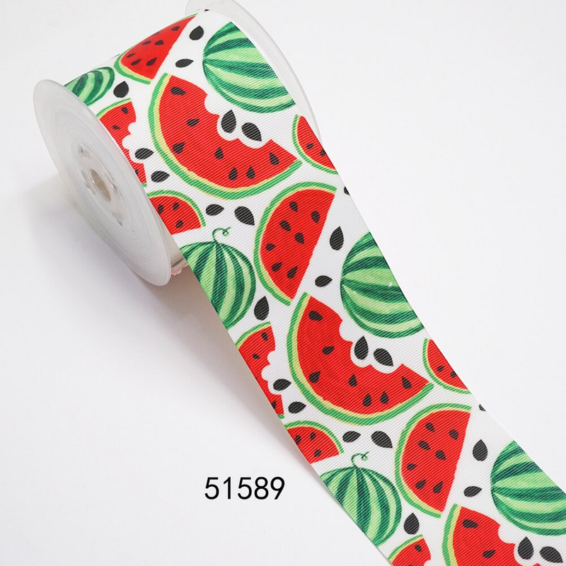 DIY Cartoon Fruit Printed Grosgrain κορδέλα για είδη χειροτεχνίας Αξεσουάρ ραπτικής 5 γιάρδες, φόρμα επίπεδης ρητίνης 10 τεμαχίων. 51589