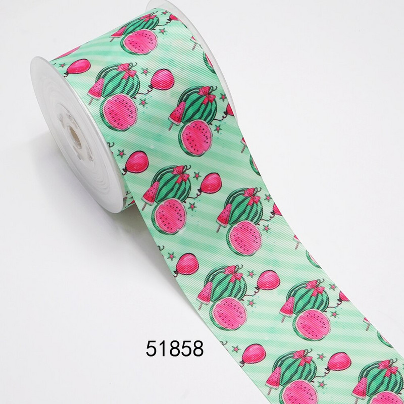 DIY Cartoon Fruit Printed Grosgrain κορδέλα για είδη χειροτεχνίας Αξεσουάρ ραπτικής 5 γιάρδες, φόρμα επίπεδης ρητίνης 10 τεμαχίων. 51589