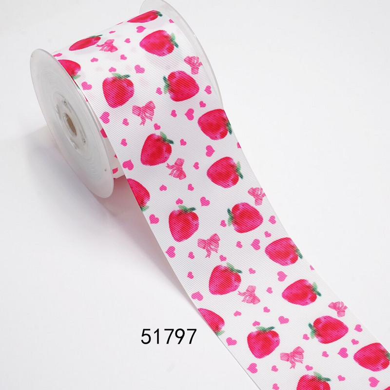 DIY Cartoon Fruit Printed Grosgrain κορδέλα για είδη χειροτεχνίας Αξεσουάρ ραπτικής 5 γιάρδες, φόρμα επίπεδης ρητίνης 10 τεμαχίων. 51589