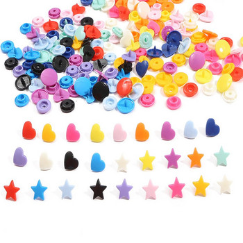 10/20 комплекта във формата на сърце/звезда T5 пластмасова закопчалка с копчета Натиснете бутони за бебешки дрехи Щипки Копчета Аксесоари за дрехи