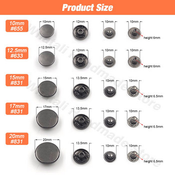 50 σετ 831/655/633 Μεταλλικά κουμπιά κουμπωτά Καρφιά κουμπιού Κουμπί ραψίματος για ρούχα DIY Τσάντες ενδυμάτων Παπούτσια Δερμάτινα