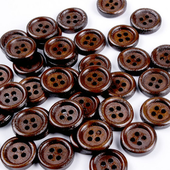 15mm/20mm/25mm 4-τρύπες Nature Color Ξύλινα κουμπιά για χειροτεχνία Στρογγυλό κουμπί ραψίματος Λεύκωμα DIY Αξεσουάρ διακόσμησης σπιτιού
