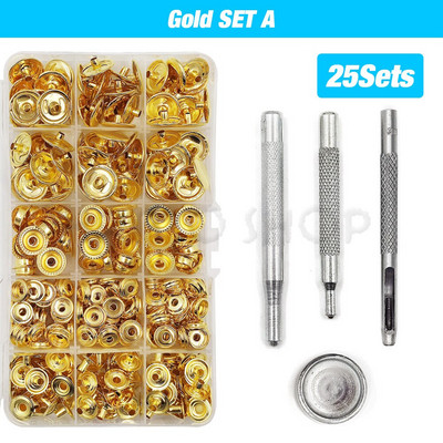 25 komplekti metallist nööbid, nööbid, nööbid.