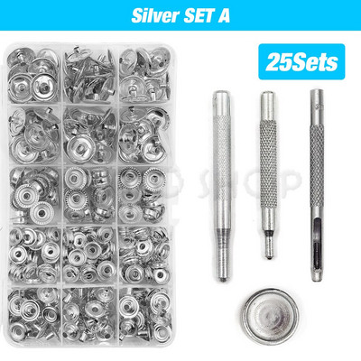 25 komplekti metallist nööbid, nööbid, nööbid.