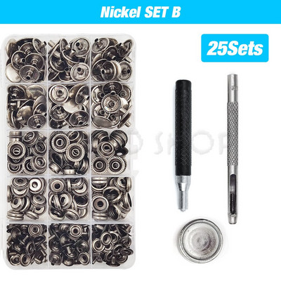 25 komplekti metallist nööbid, nööbid, nööbid.