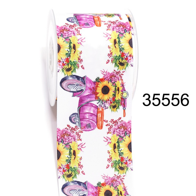 DIY Grosgrain vrpca s otisnutim crtanim cvijećem za pribor za rukotvorine, pribor za šivanje 5 jardi. 35555