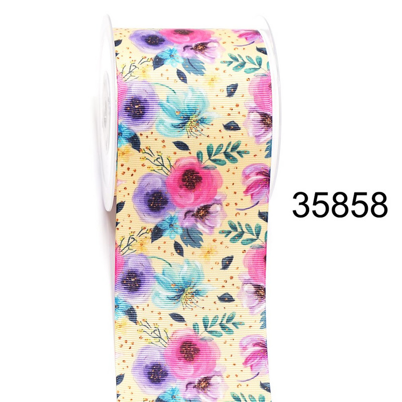 DIY Grosgrain vrpca s otisnutim crtanim cvijećem za pribor za rukotvorine, pribor za šivanje 5 jardi. 35555