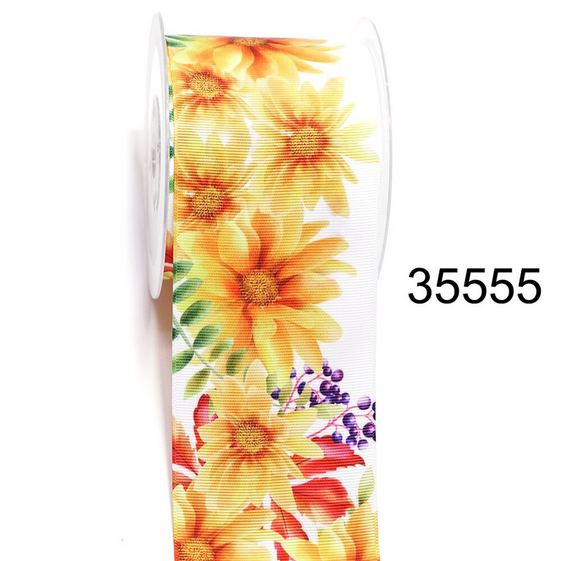 DIY Grosgrain vrpca s otisnutim crtanim cvijećem za pribor za rukotvorine, pribor za šivanje 5 jardi. 35555