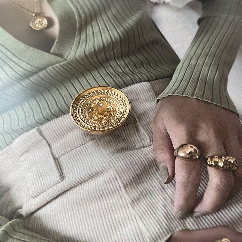 Ümmargused metallist nööbid rõivadisaineritele Kuldne dekoratiivne isetegemine 18/23/25mm laiad rõivad õmblustarvikud 6 tk / partii uus