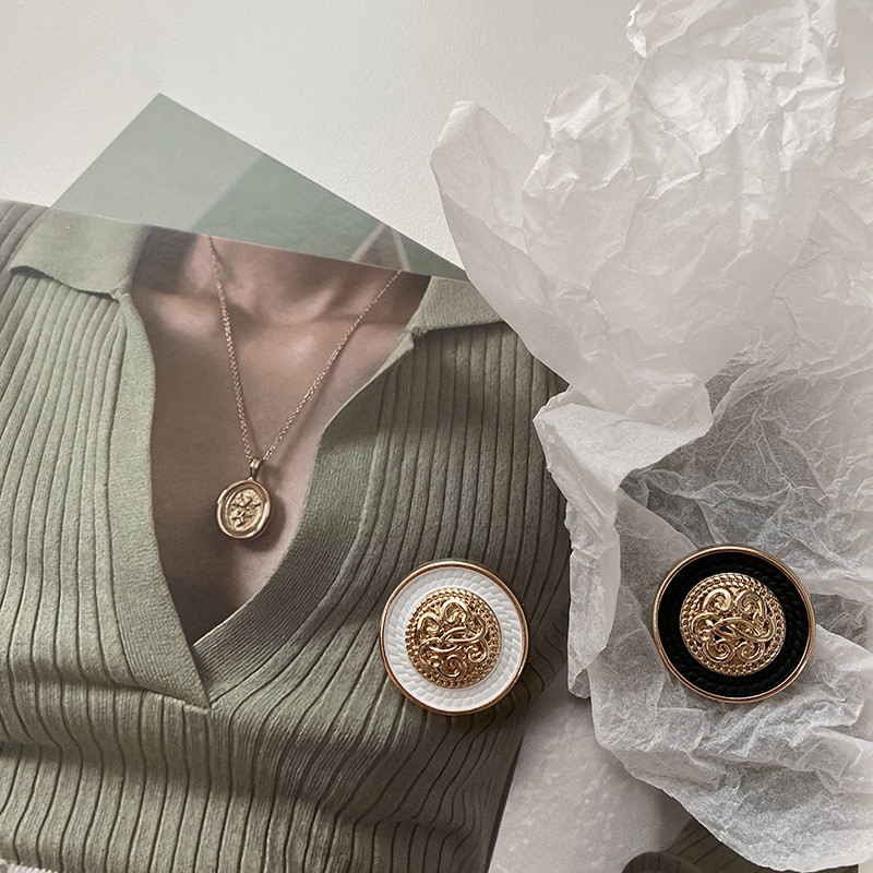 Ümmargused metallist nööbid rõivadisaineritele Kuldne dekoratiivne isetegemine 18/23/25mm laiad rõivad õmblustarvikud 6 tk / partii uus