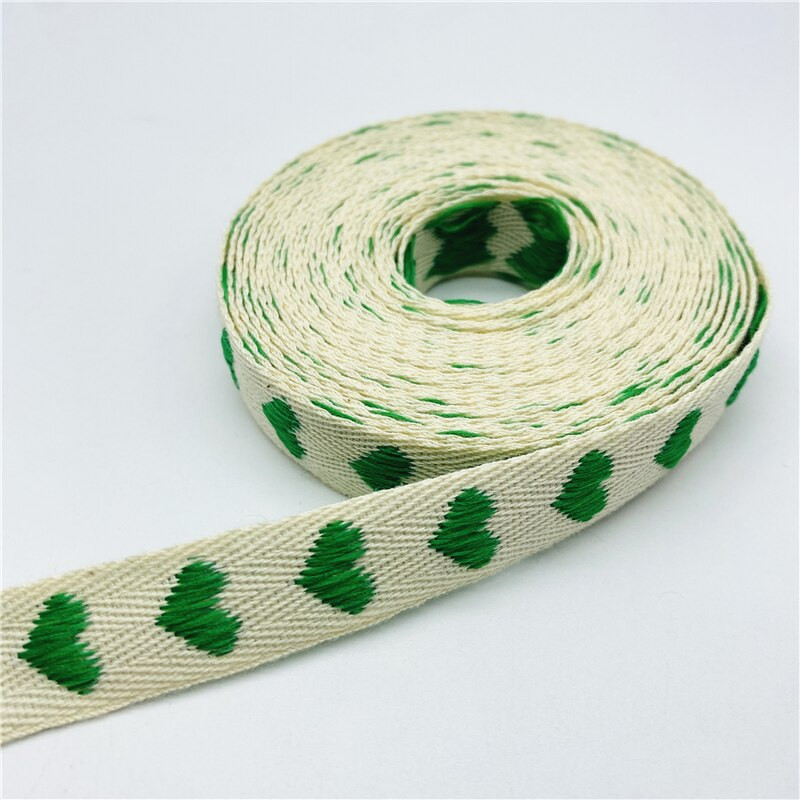 5 meetrit/partii 15 mm 100% puuvillase paelaga, südamega tikitud käsitsi valmistatud lindiga pulmade jõulukaunistus.