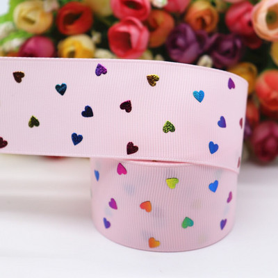 5 Yards 1,5" 38mm σε σχήμα καρδιάς Grosgrain Κορδέλα ροδακινί τυπωμένη κορδέλα Για φιόγκους μαλλιών Αξεσουάρ DIY Crafts M19042702