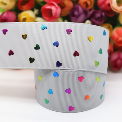 5 Yards 1,5" 38mm σε σχήμα καρδιάς Grosgrain Κορδέλα ροδακινί τυπωμένη κορδέλα Για φιόγκους μαλλιών Αξεσουάρ DIY Crafts M19042702