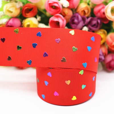 5 Yards 1,5" 38mm σε σχήμα καρδιάς Grosgrain Κορδέλα ροδακινί τυπωμένη κορδέλα Για φιόγκους μαλλιών Αξεσουάρ DIY Crafts M19042702