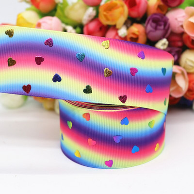 5 Yards 1,5" 38mm σε σχήμα καρδιάς Grosgrain Κορδέλα ροδακινί τυπωμένη κορδέλα Για φιόγκους μαλλιών Αξεσουάρ DIY Crafts M19042702