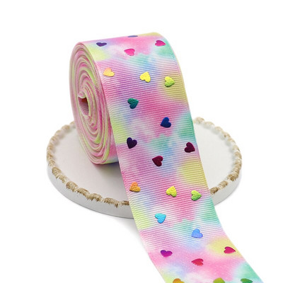 5 Yards 1,5" 38mm σε σχήμα καρδιάς Grosgrain Κορδέλα ροδακινί τυπωμένη κορδέλα Για φιόγκους μαλλιών Αξεσουάρ DIY Crafts M19042702