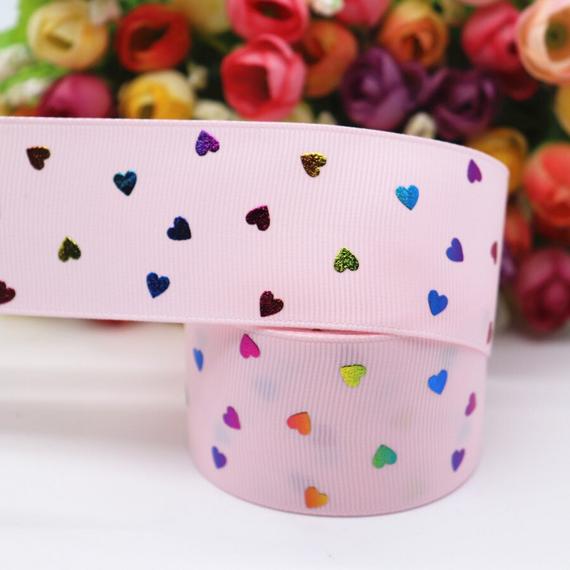 5 Yards 1,5" 38mm σε σχήμα καρδιάς Grosgrain Κορδέλα ροδακινί τυπωμένη κορδέλα Για φιόγκους μαλλιών Αξεσουάρ DIY Crafts M19042702