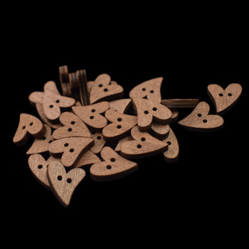 100 ΤΕΜ. 20 ΜΜ σε σχήμα καρδιάς Ξύλινα κουμπιά ραπτικής Scrapbooking DIY Καφέ ξύλο Κουμπί 2 οπών για χειροτεχνίες Αξεσουάρ Scrapbooking