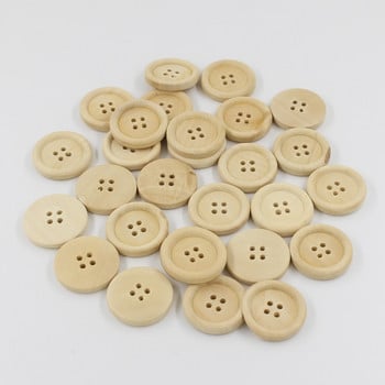30-100 ΤΕΜ. Στρογγυλά κουμπιά πολλαπλών μεγεθών Μικτά ξύλινα κουμπιά Φυσικό χρώμα 4 οπών Αξεσουάρ ραπτικής Scrapbooking DIY