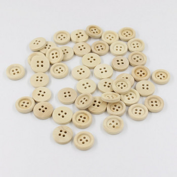 30-100 БР. Многоразмерни кръгли копчета Смесени дървени копчета Естествен цвят Скрапбукинг с 4 дупки Направи си сам шевни аксесоари