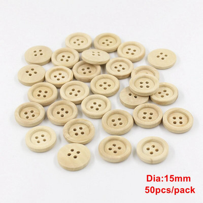 30-100 de bucăți nasturi rotunzi de mai multe dimensiuni, nasturi din lemn amestecați, culoare naturală, cu 4 găuri, pentru albume de albume, accesorii de cusut bricolaj