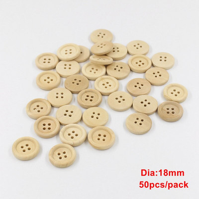 30-100 de bucăți nasturi rotunzi de mai multe dimensiuni, nasturi din lemn amestecați, culoare naturală, cu 4 găuri, pentru albume de albume, accesorii de cusut bricolaj