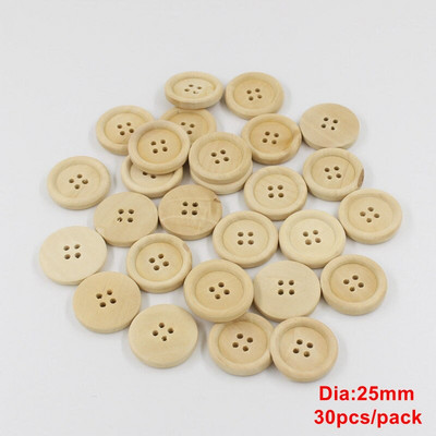 30-100 de bucăți nasturi rotunzi de mai multe dimensiuni, nasturi din lemn amestecați, culoare naturală, cu 4 găuri, pentru albume de albume, accesorii de cusut bricolaj