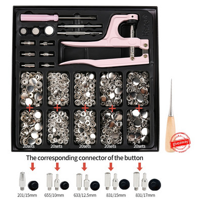 Metallist krõpskinnitused Nööbid Botones Surve tangidega Õmblustarvikud rõivaste/mantlite/kottide/nahast käsitöö jaoks