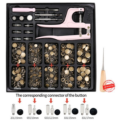 Metallist krõpskinnitused Nööbid Botones Surve tangidega Õmblustarvikud rõivaste/mantlite/kottide/nahast käsitöö jaoks